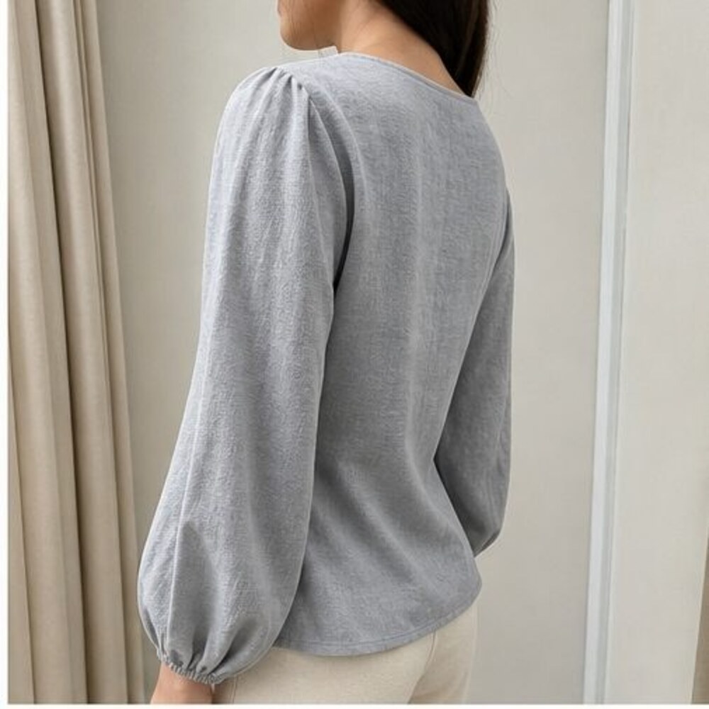 Gray Ruffle Blouse - Picture 3 of 6